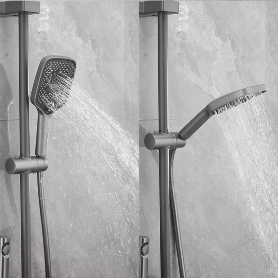 유리 4가지 기능 샤워 세트가 포함된 새로운 디자인 황동 본체